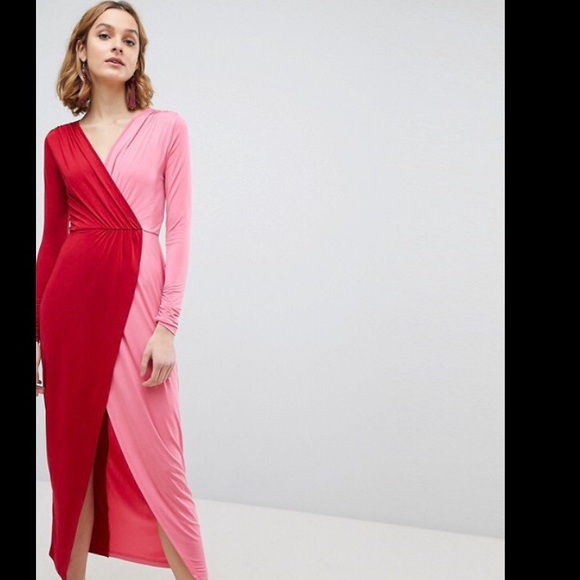 red and pink maxi dress